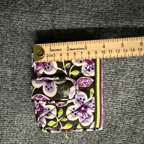Vera Bradley Snappy Wallet Plum Petals Floral Quilted Snap On Card Holder Hippie - Picture 6 of 7